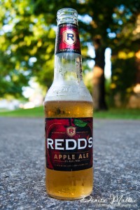 A bottle of Redd's Apple Ale.